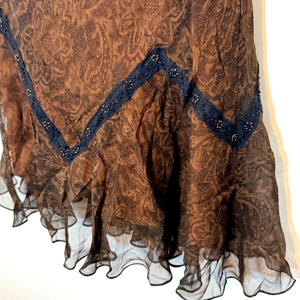 Vintage Brown Silk Lace Mermaid Maxi dress from Laundry by Shelli Sega - Picture 4 of 5